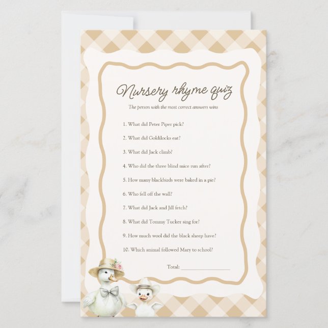 子供部屋ライムクイズグーステーマベビーシャワーゲーム (正面)