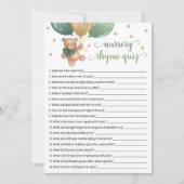 子供部屋ライムクイズゲームテディベアカード 招待状 (正面)