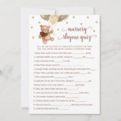 子供部屋ライムクイズゲームテディベアカード 招待状 (正面)