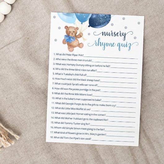 子供部屋ライムクイズゲームテディベアカード 招待状