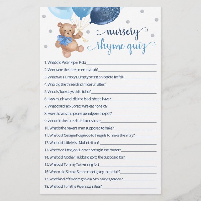 子供部屋ライムクイズゲームベビーシャワーテディベア (正面)