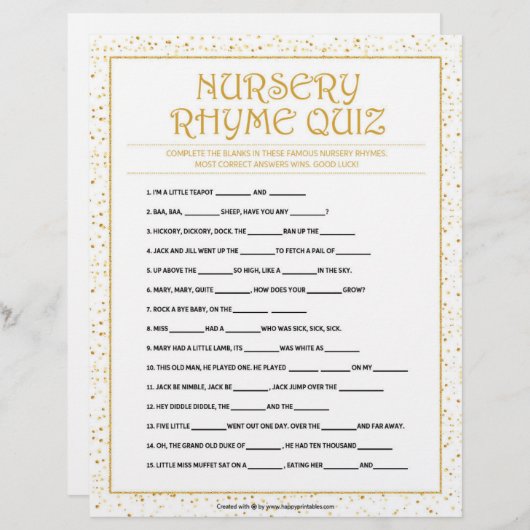 子供部屋ライムクイズ[ゴールデンのきらめき] レターヘッド (正面/裏面)