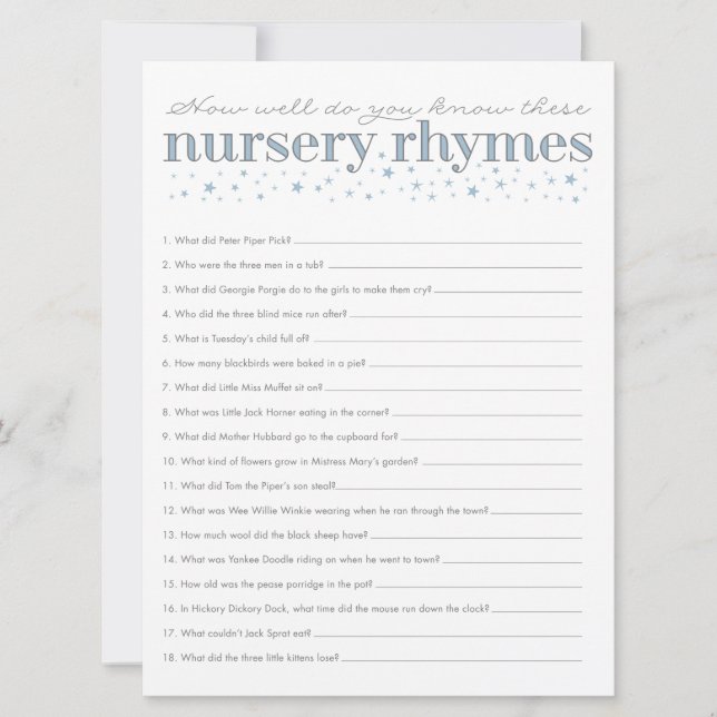 子供部屋ライムゲームスターベビーシャワーゲームカード (正面)