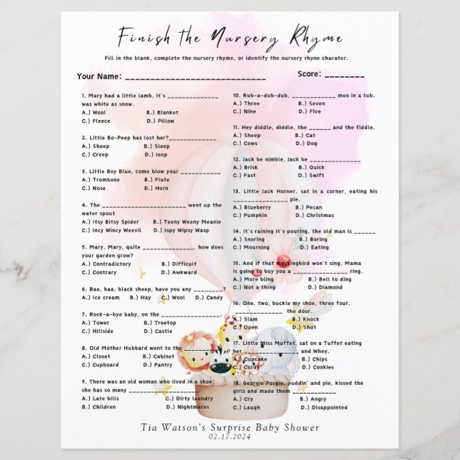 子供部屋ライムゲームピンクの赤ちゃん動物を終了 (正面)