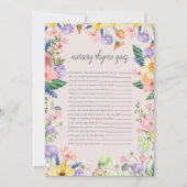 子供部屋ライムゲームベビーシャワー活動カード 招待状 (正面)