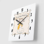 子供部屋ライムズカウアンドムーンキッズクロック スクエア壁時計 (傾斜)