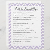 子供部屋ライムベビーシャワーゲームラベンダーを終了 (正面/裏面)