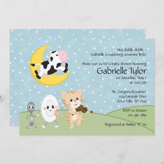 子供部屋ライムベビーシャワー招待状 招待状 (正面/裏面)