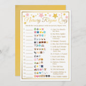 子供部屋ライムベビー絵文字ゲームピンク金ゴールドスター 招待状 (正面/裏面)