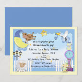 子供部屋ライムルラビーベビーシャワー招待状 招待状 (正面/裏面)