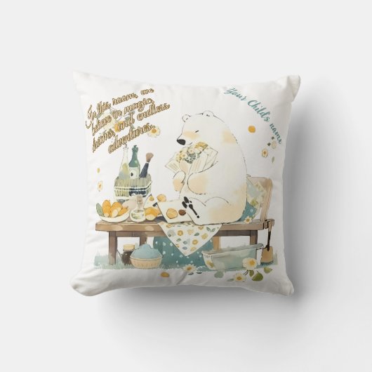 子供部屋ルームデコール – ポーラベア – カスタム文字 クッション (正面)