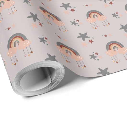 子供部屋レインボー数々のスターズエレガントカラー ラッピングペーパー (ロールコーナー)