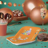 子供部屋列車キリンとワゴン付き男の赤ちゃん ペーパープレート