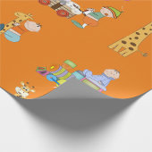 子供部屋列車キリンとワゴン付き男の赤ちゃん ラッピングペーパー