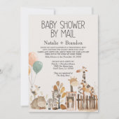 子供部屋動物メール赤ちゃんシャワー 招待状 (正面)