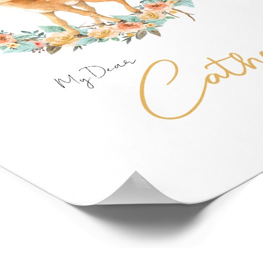 子供部屋名札可愛い鹿森林動物 ポスター (角)