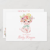 子供部屋少し豚のようなモノグラムのベビーシャワー サンキューカード (正面/裏面)