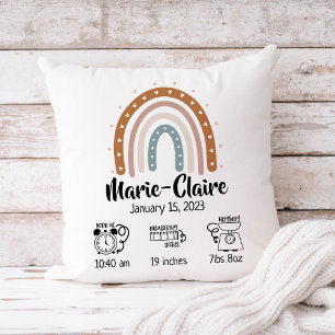 子供部屋水色boho rainbow誕生統計 クッション
