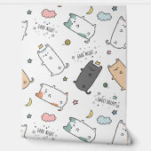 子供部屋用のかわいい猫のデザイン 壁紙 (ほどく)