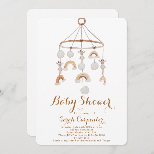 子供部屋男女兼用ベビーシャワー招待状 招待状 (正面/裏面)