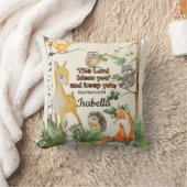 子供部屋賛美の聖句かわいいウッドランドの動物 クッション (ブランケット)