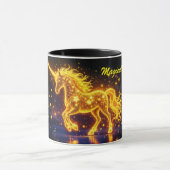 子供部屋金ゴールドユニコーンデザイングリッター魔法 マグカップ (中央)