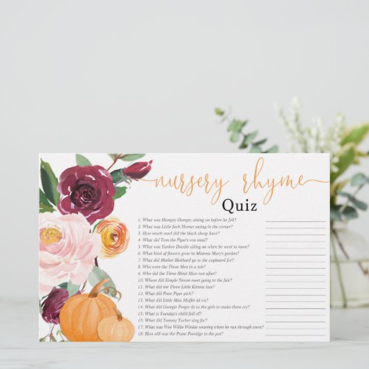 子供部屋韻クイズ秋フローラカボチャ赤ちゃんシャワー (スタンド正面)