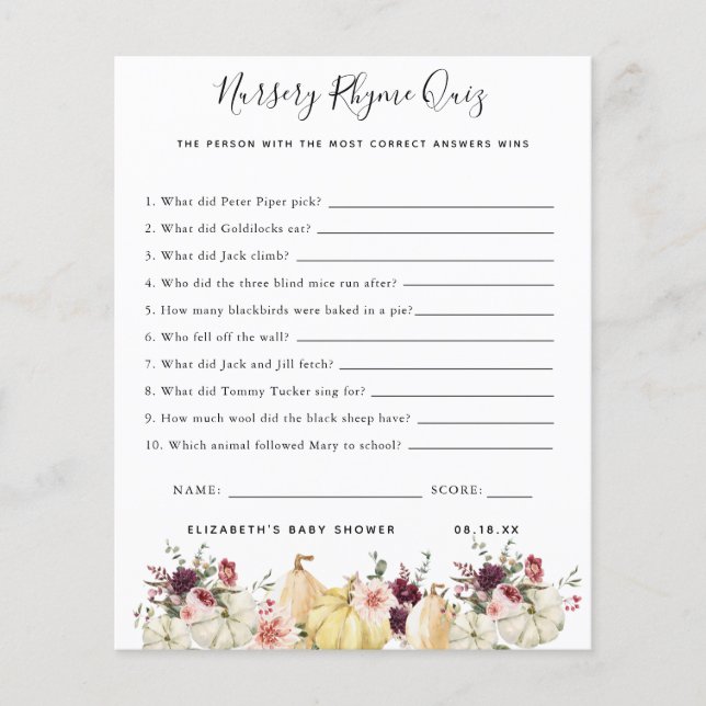 子供部屋韻クイズ |赤ちゃんシャワーゲーム (正面)