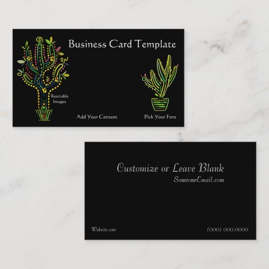 子供部屋鮮やかサボテン植物 名刺 (正面/裏面)