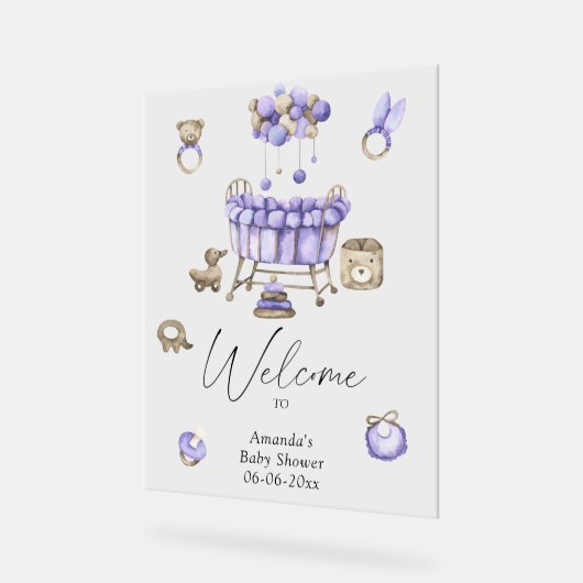 子供部屋 – ウェルカムベビーシャワーパーティー アクリルサイン (傾斜)