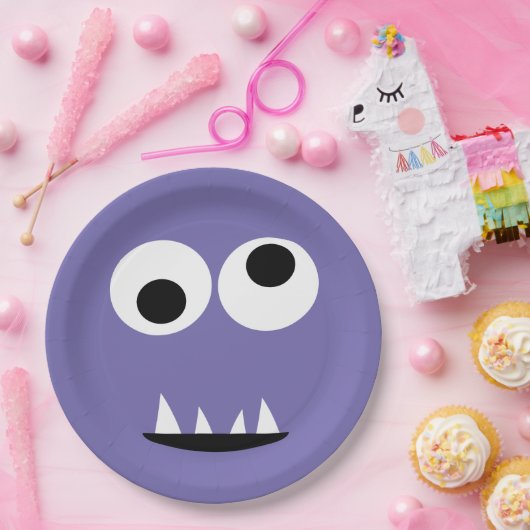 子供間抜けなモンスターの顔モンスターによっては紫色のかわいいがパーティを楽しみます ペーパープレート (パーティー)