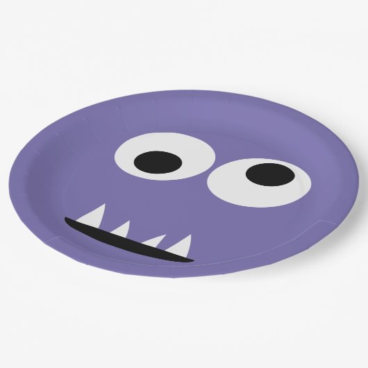 子供間抜けなモンスターの顔モンスターによっては紫色のかわいいがパーティを楽しみます ペーパープレート (アングル)