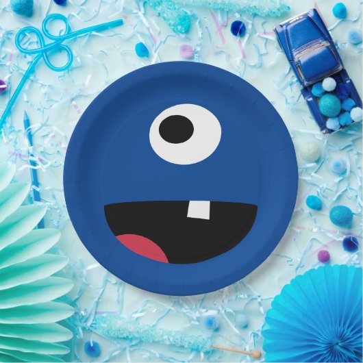 子供間抜けなモンスターの顔モンスターによっては青いかわいいがパーティを楽しみます ペーパープレート (パーティー)