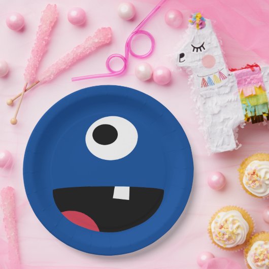子供間抜けなモンスターの顔モンスターによっては青いかわいいがパーティを楽しみます ペーパープレート (パーティー)
