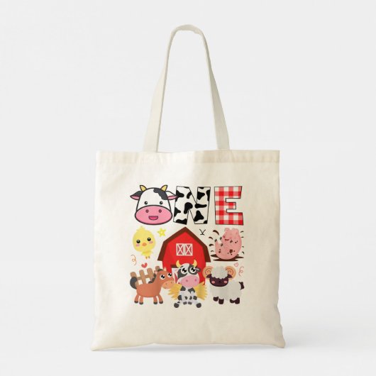 子供1歳の誕生日1歳のファームテーマ動物 トートバッグ (裏面)