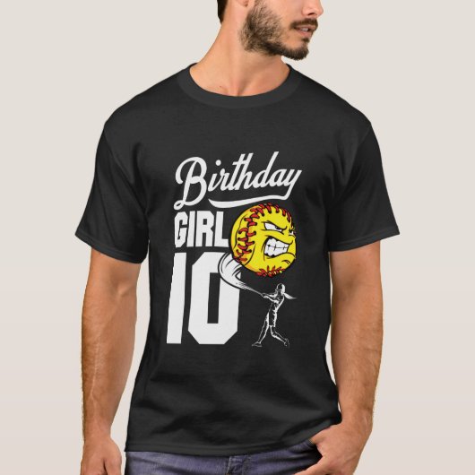 子供10歳ソフトボール誕生日パーティーテーマ10T Tシャツ (正面)