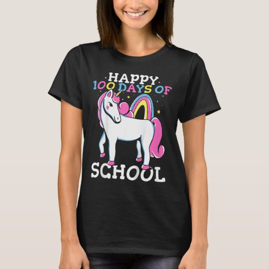 子供100日学校の女の子の幸せ100日のS Tシャツ (正面)