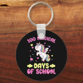 子供100th日の学校の女の子100魔法の日 キーホルダー (正面)