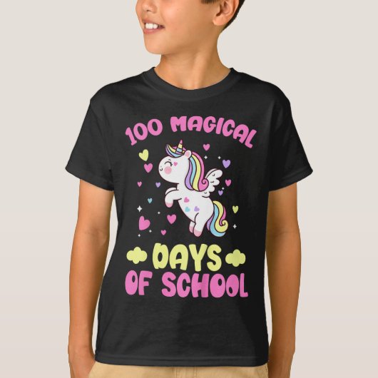 子供100th日の学校の女の子100魔法の日 tシャツ (正面)