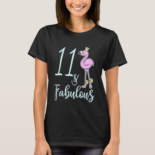 子供11素晴らしいフラミンゴ11歳の女の子11th tシャツ (正面)