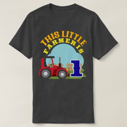 子供1st誕生日この小さな農家は1ファームトラ tシャツ (デザイン正面)