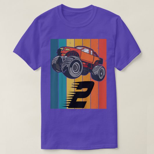 子供2年モンスタートラック男の子の車の誕生日 Tシャツ (デザイン正面)