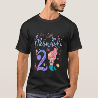 子供2歳この人魚は2番目の誕生日の女の子 Tシャツ