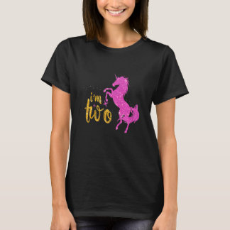 子供2歳の私は2歳の誕生日ガールユニコーン Tシャツ