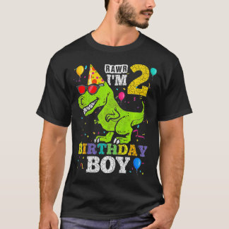 子供2歳2歳の誕生日の男の子Tレックス恐竜( Tシャツ