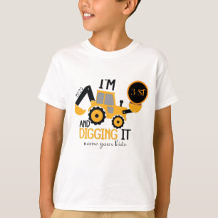 子供3人 3歳 3回目の誕生日 建設作業員 男の子 3歳 Tシャツ