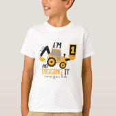 子供3人 3歳 3回目の誕生日 建設作業員 男の子 3歳 Tシャツ (正面)