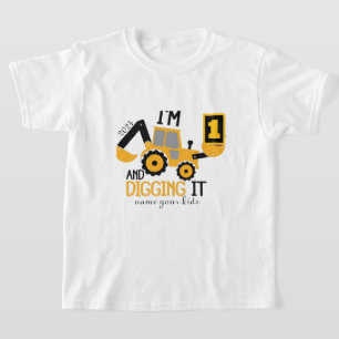 子供3人 3歳 3回目の誕生日 建設作業員 男の子 3歳 Tシャツ