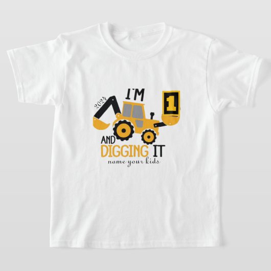 子供3人 3歳 3回目の誕生日 建設作業員 男の子 3歳 Tシャツ (レイダウン)