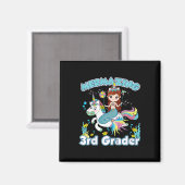 子供3年生の人魚に乗るユニコーン戻るScho マグネット (正面/裏面)